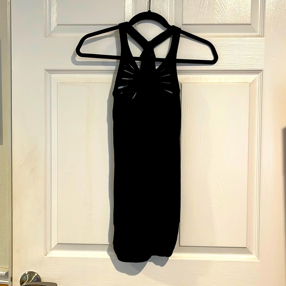 Black halter rayon tank top, size S